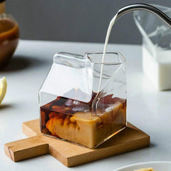 Mini Glass Milk Carton Cup