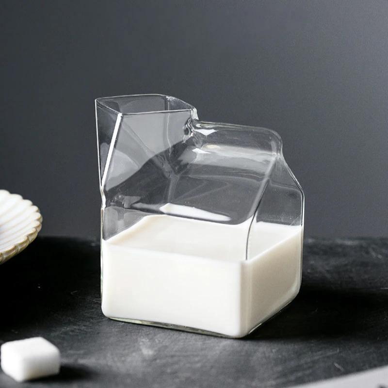 Mini Glass Milk Carton Cup