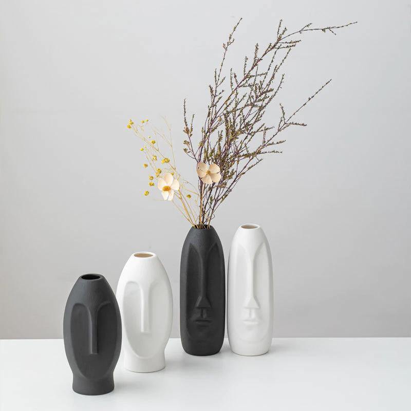 Abstract Long Face Ceramic Vase