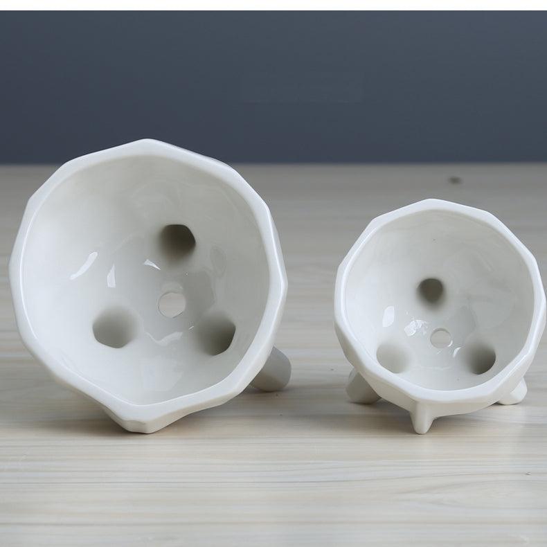 2-Piece White Ceramic Face Succulent Planters