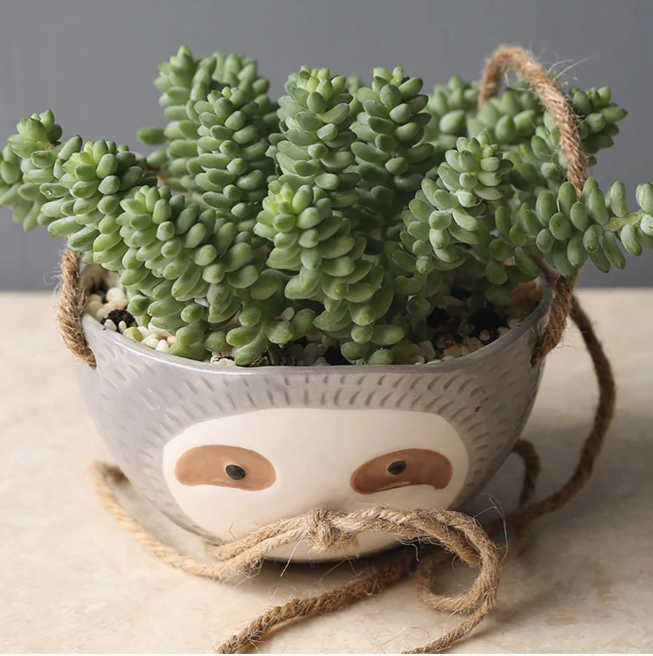 Sloth Ceramic Hanging Succulent Planter