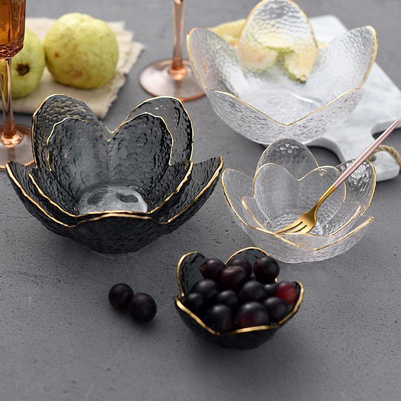 Textured Glass Flower Petal Bowls