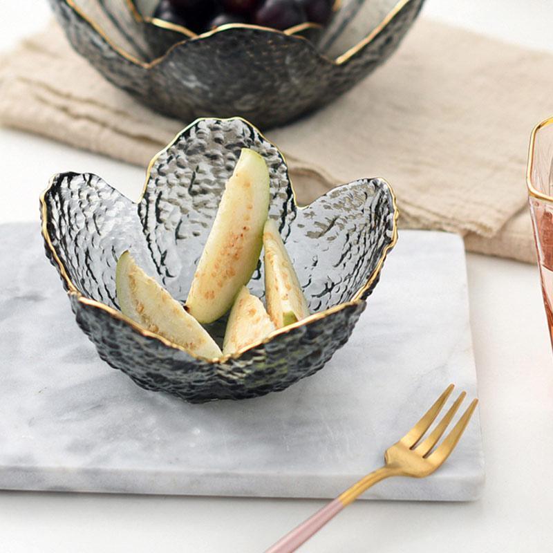 Textured Glass Flower Petal Bowls