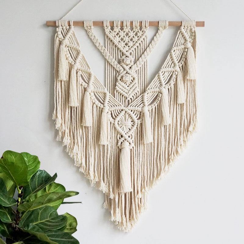 Hand-Woven Boho Macrame Wall-Hanging Tapestry