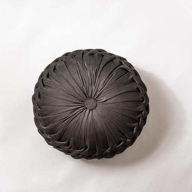 Velvet Ruffle Round Cusion Throw Pillow