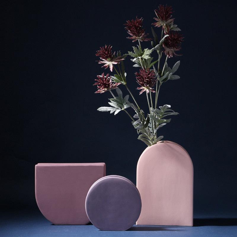 Rose & Lavender Geometric Ceramic Vases