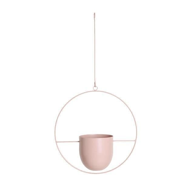 Halo Metal Hanging Planter LightPink / Round | Sage & Sill